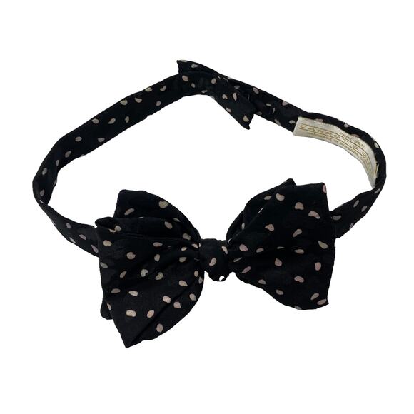 Vintage Carrot & Gibbs Silk Black Dotted Mens Bowtie - Picture 2 of 6